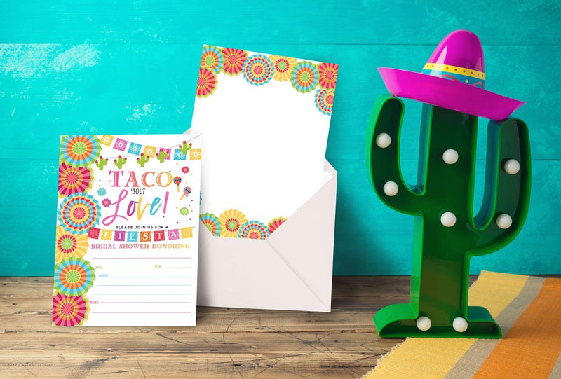 Your Main Event Prints Fiesta Bridal Shower Invitations - Taco Bout Love - 20 Invitations - No Envelopes Included - Image 5
